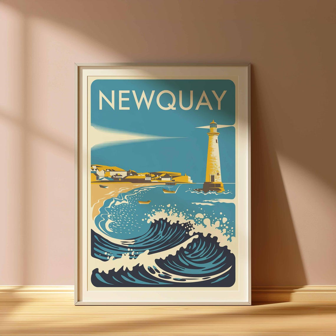 Newquay Print Coastal Travel Poster Cornwall Travel Print Coastal Wall Art Seaside Art Coastal Gift Uk Coast Art Uk Travel Poster - Image 3