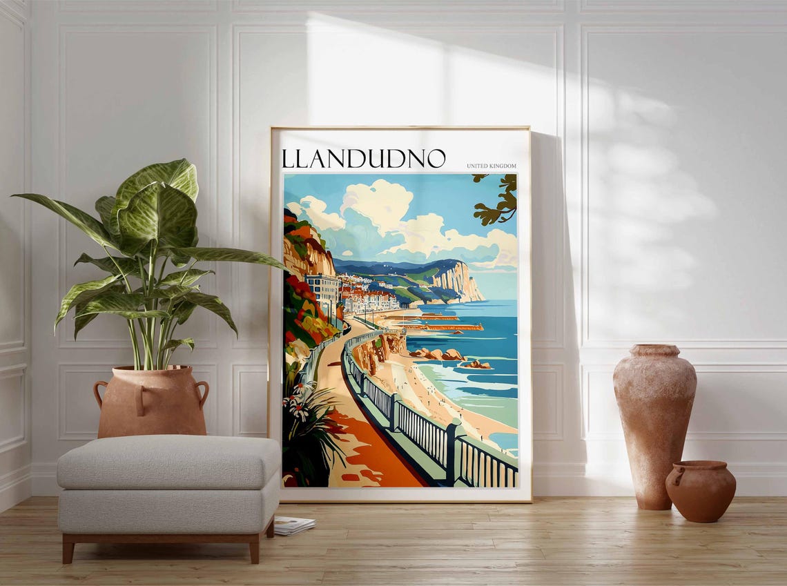 Llandudno Poster Wales Poster Uk Travel Print Coastal Wall Art British Decor Wales Travel Print Beach House Decor Llandudno Wales Art - Image 3