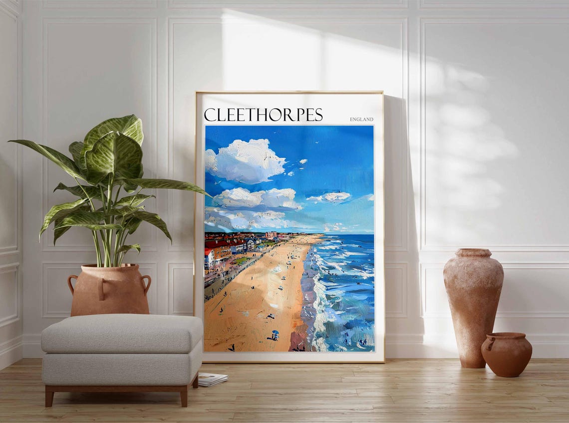 Cleethorpes England Dramatic Clouds Wide Sandy Beach Travel Poster - Image 3
