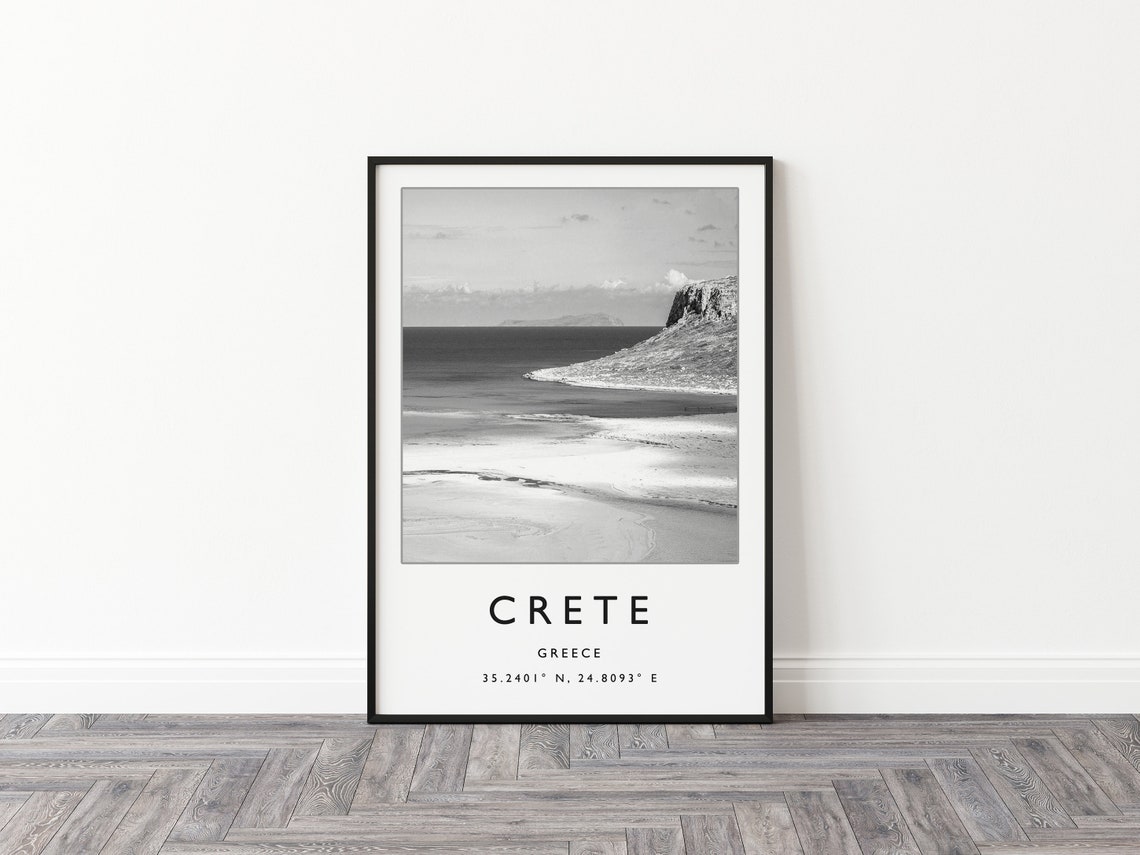 Crete Travel Print Crete Travel Poster Greece Travel Print Beach Travel Poster Sea Travel Art Black And White Travel Gift - Image 3