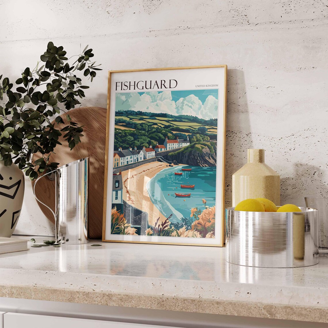 Fishguard Poster Wales Travel Poster Coastal Wall Art Welsh Decor Uk Travel Poster Welsh Landscape Uk Travel Prints Seaside Towns - Image 2