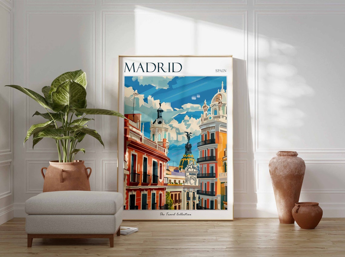 Madrid Spain Grand Boulevard Cityscape Vintage Travel Poster Artwork - Image 3