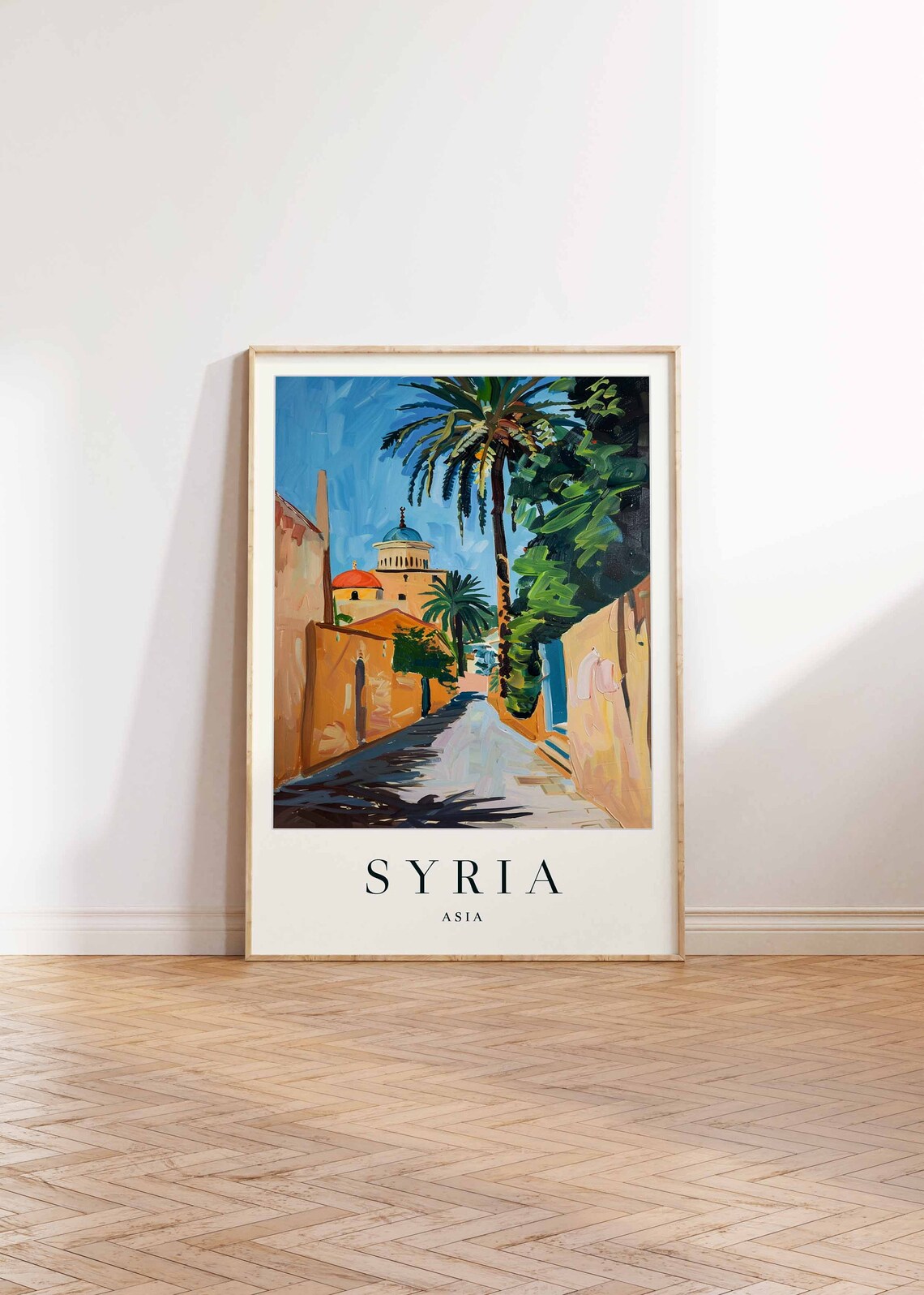 Syria Palm Shaded Street Toward Domed Shrine Old City Asia Poster - Image 2