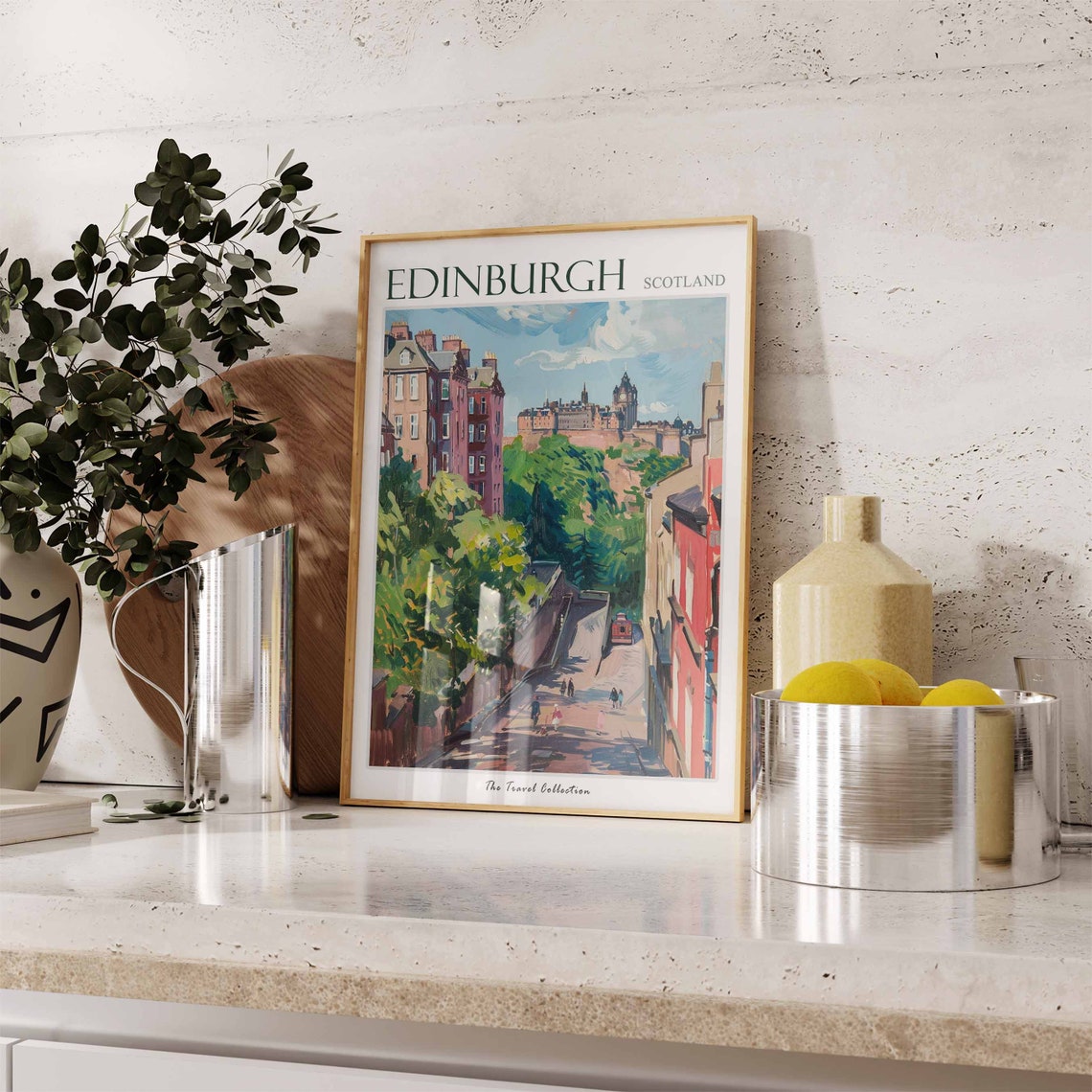 Edinburgh Scotland Old Town Castle View Painted Street Poster - Image 3