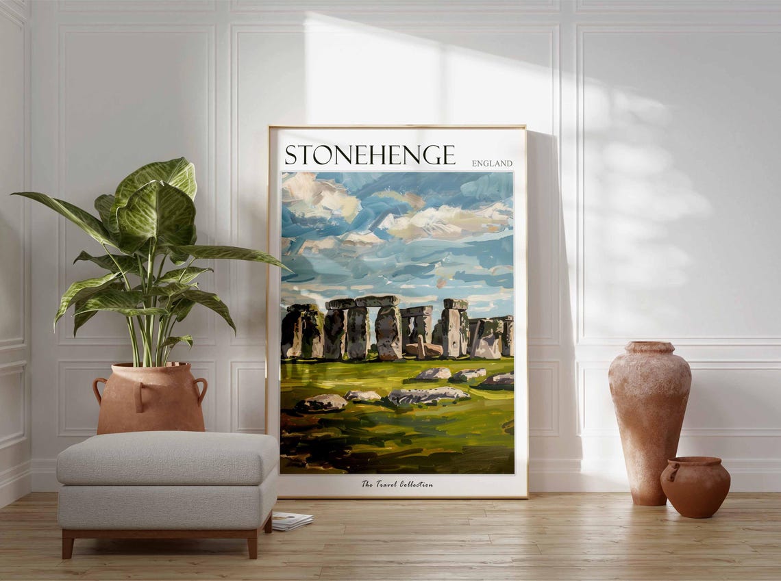 Stonehenge England Ancient Stone Circle Green Field Sunny Day Poster - Image 2