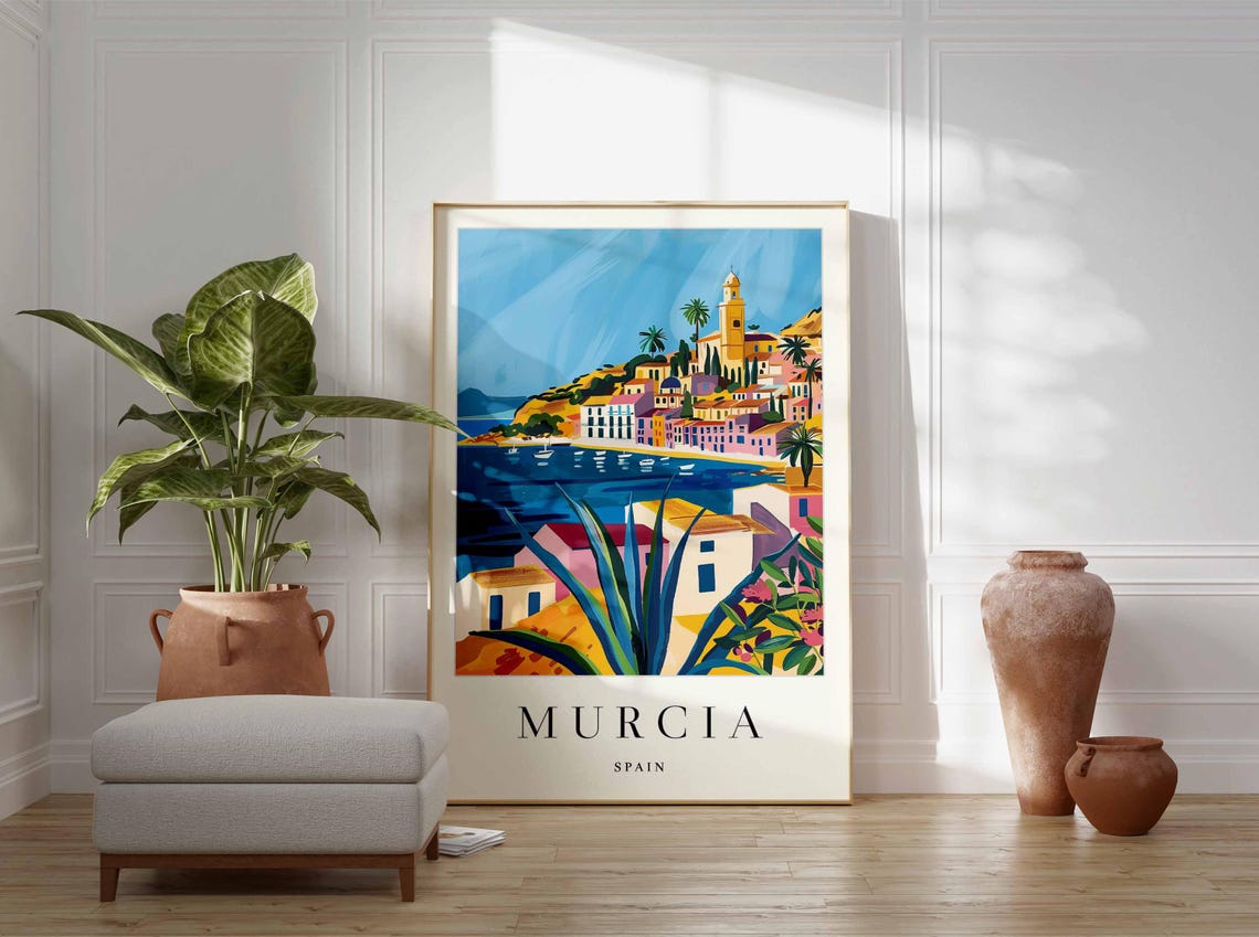 Murcia Spain Harbor Town Bell Tower Mediterranean Travel Poster - Image 4