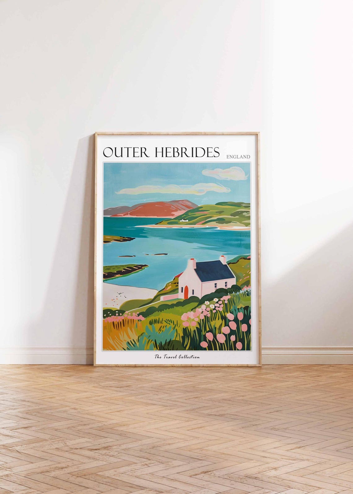 Outer Hebrides White Cottage Turquoise Bay Scene Travel Poster - Image 2