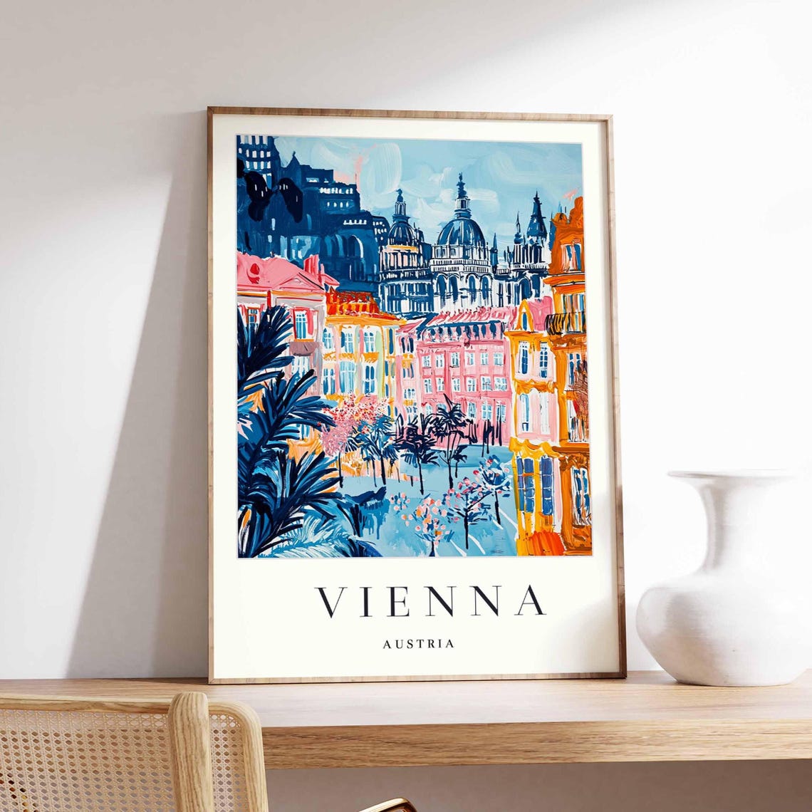 Vienna Austria Cathedral Domes Expressionist Colorful City Poster