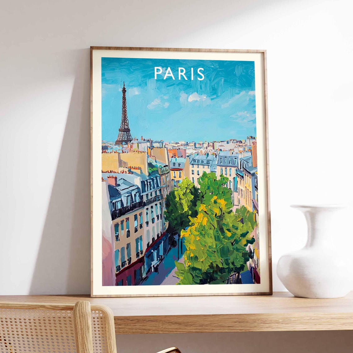Paris Eiffel Tower Rising Above Classic Parisian Rooftops Poster