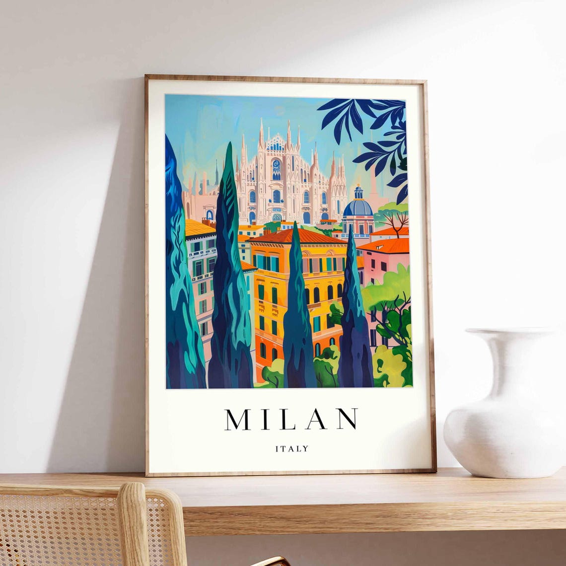 Milan Poster Italy Travel Print Duomo Fashion Capital Wall Art Galleria Vittorio Emanuele European City Decor