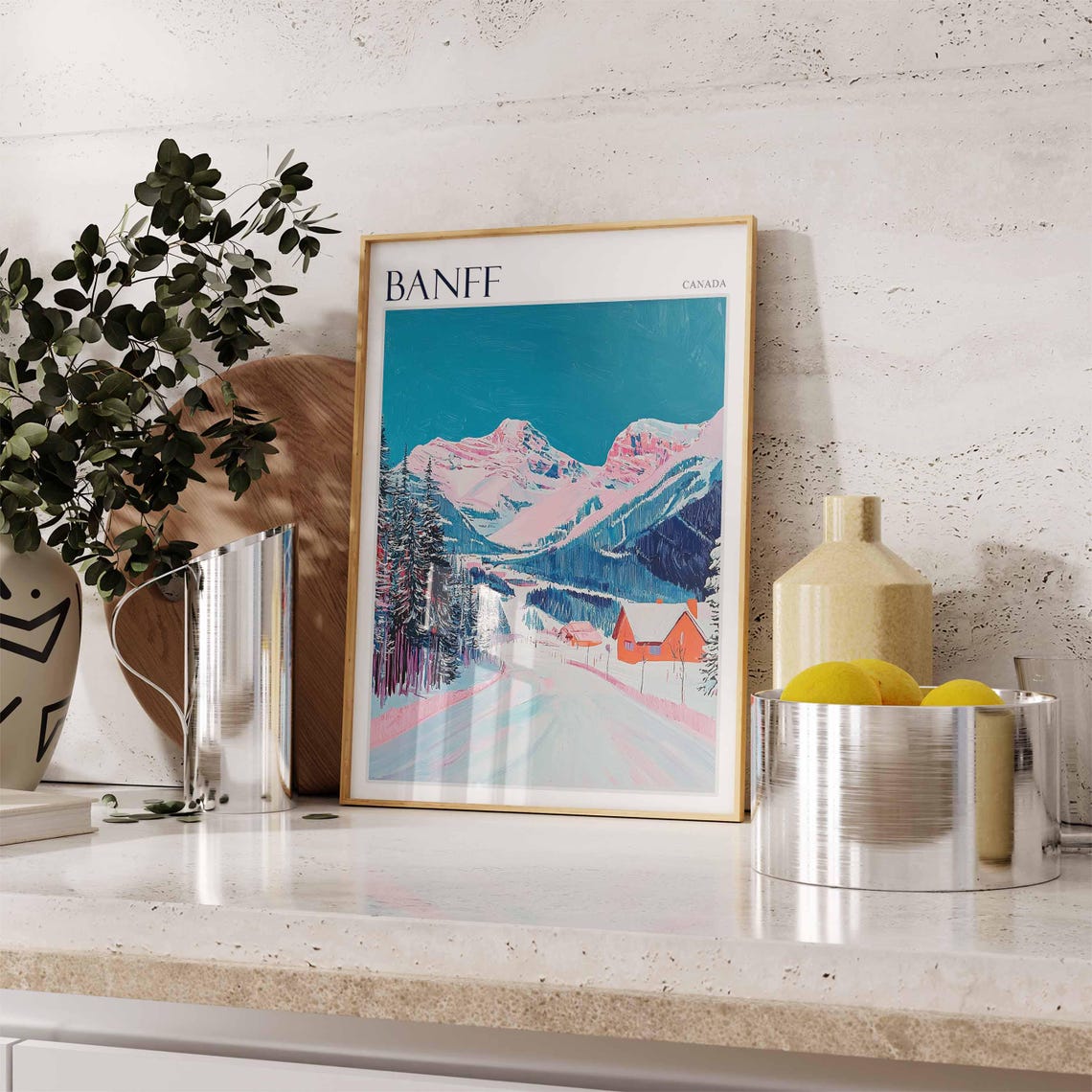 Skiing Travel Poster Skiing Art Banff Poster Canadian Rockies Wall Art Lake Louise Poster Mountain Poster Banff Travel Art Banff Art - Image 2