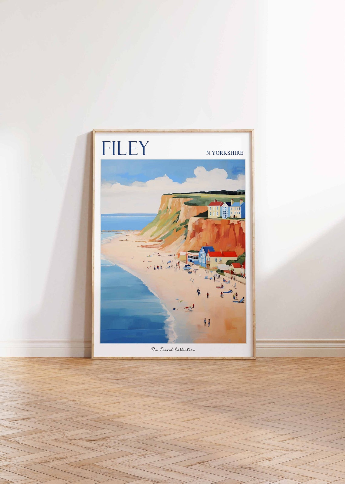 Filey North Yorkshire Orange Cliffs Beach Vintage Travel Poster - Image 2