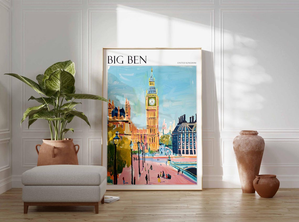 Big Ben Poster England Travel Print British Decor United Kingdom Travel Poster City Print Big Ben Gift Big Ben Travel Poster - Image 2
