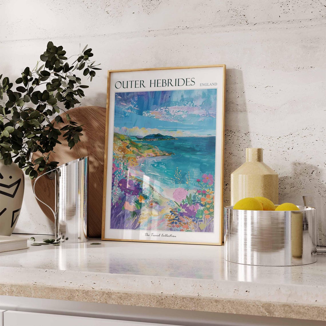 Outer Hebrides Turquoise Cove Sandy Beach Scene Travel Poster - Image 3