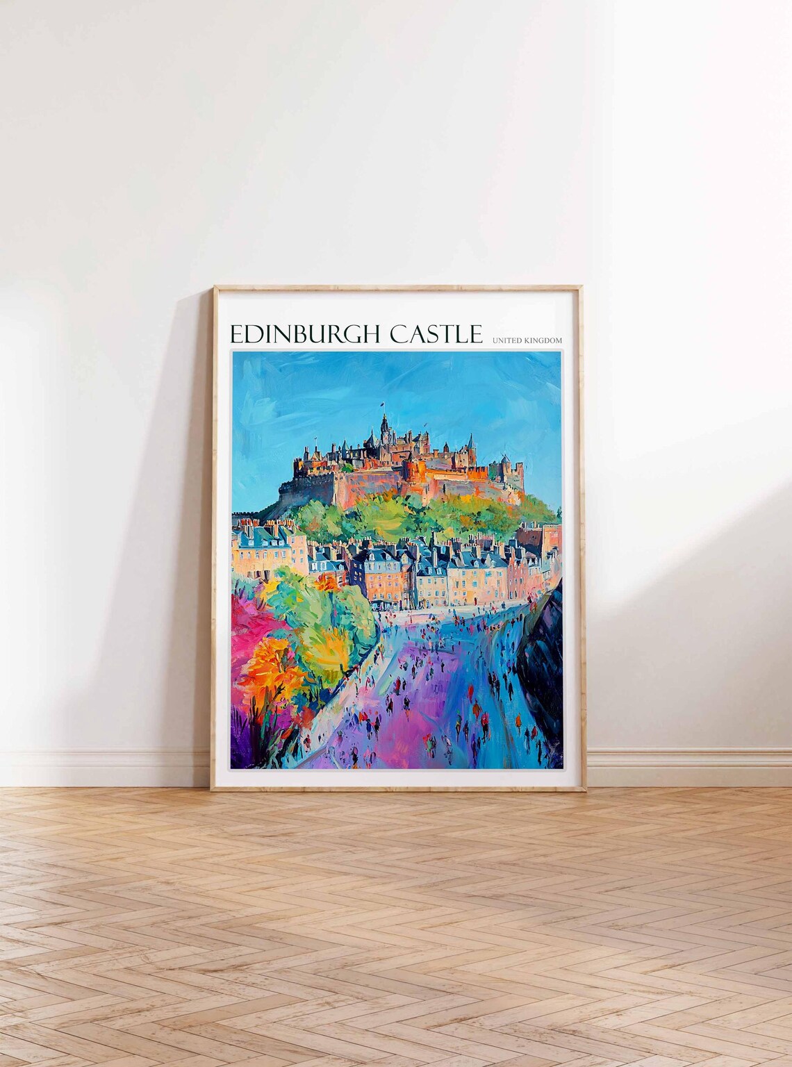 Edinburgh Castle United Kingdom Princes Street Colorful Travel Poster - Image 3