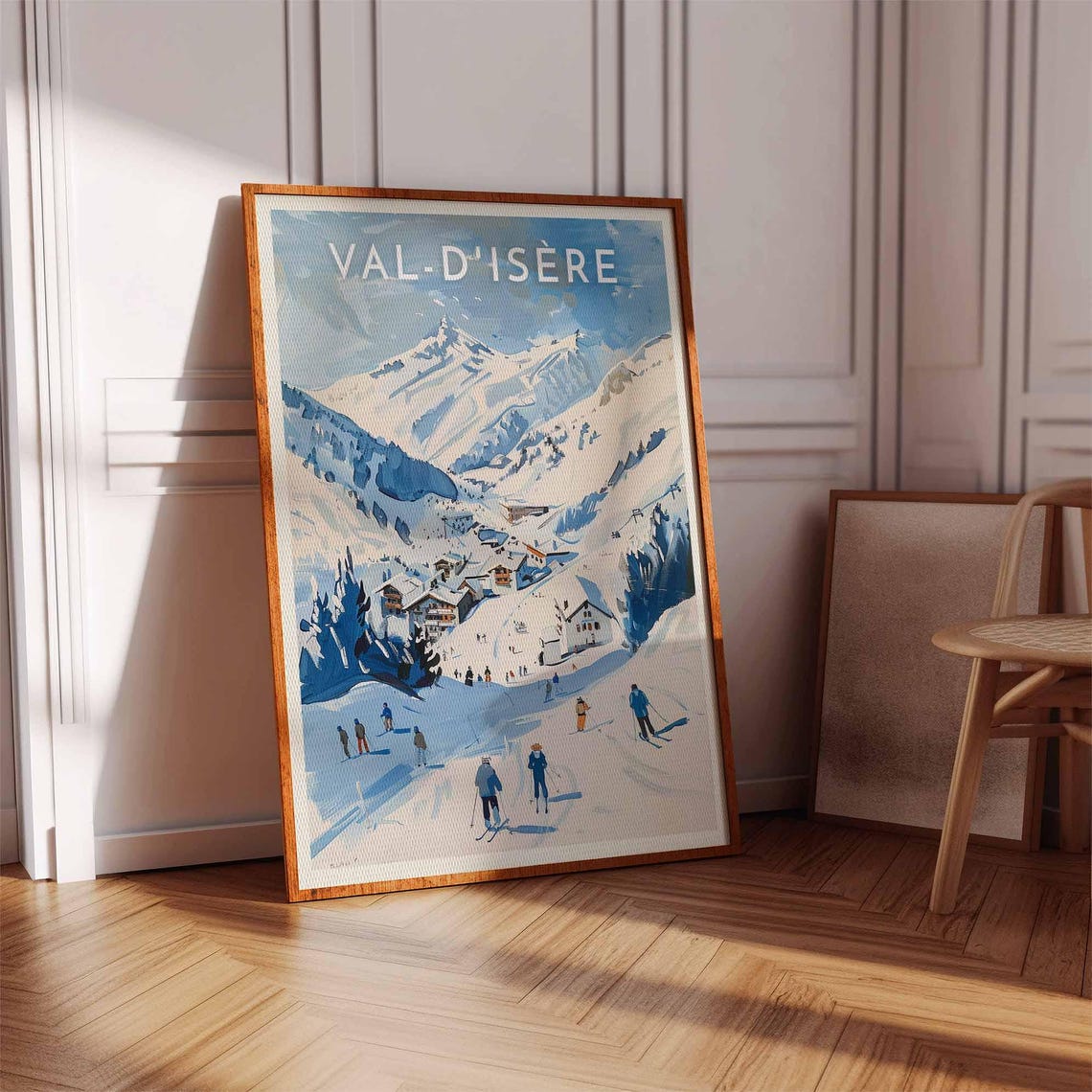 Val-D'Isère Soft Blue Mountain Village Valley Serene Winter Poster - Image 3