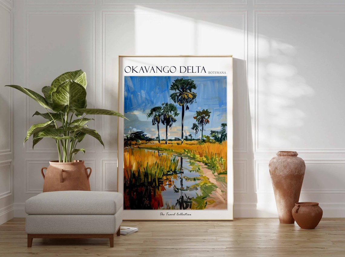 Okavango Delta Botswana Palm Trees Wetland Waterway Art Poster - Image 2