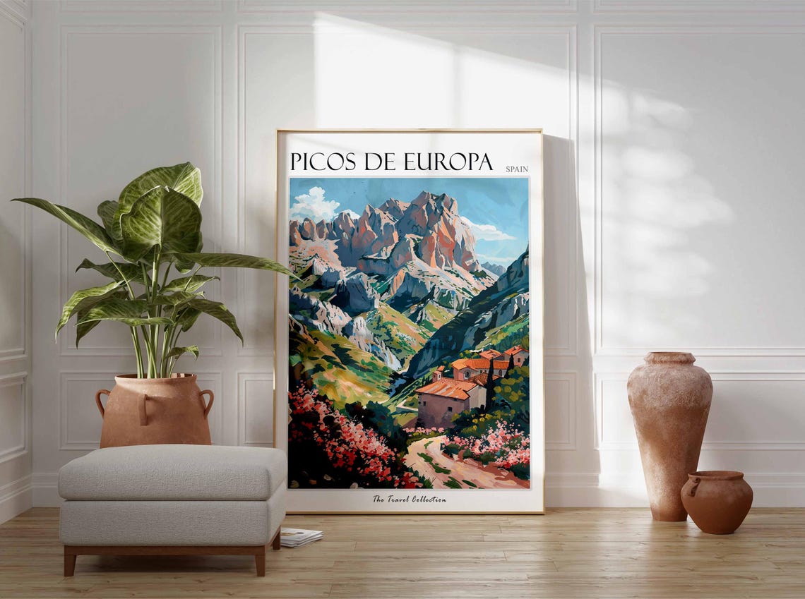 Picos De Europa Poster Spain Travel Print Spanish Decor Europe Travel Poster European Wall Art Picos De Europa Travel Poster - Image 3