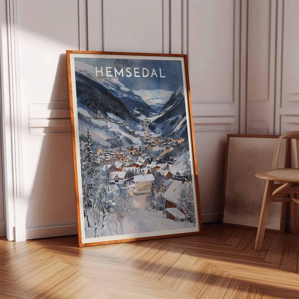 Hemsedal Norway Winter Evening Village Lights Starry Night Poster - Image 2