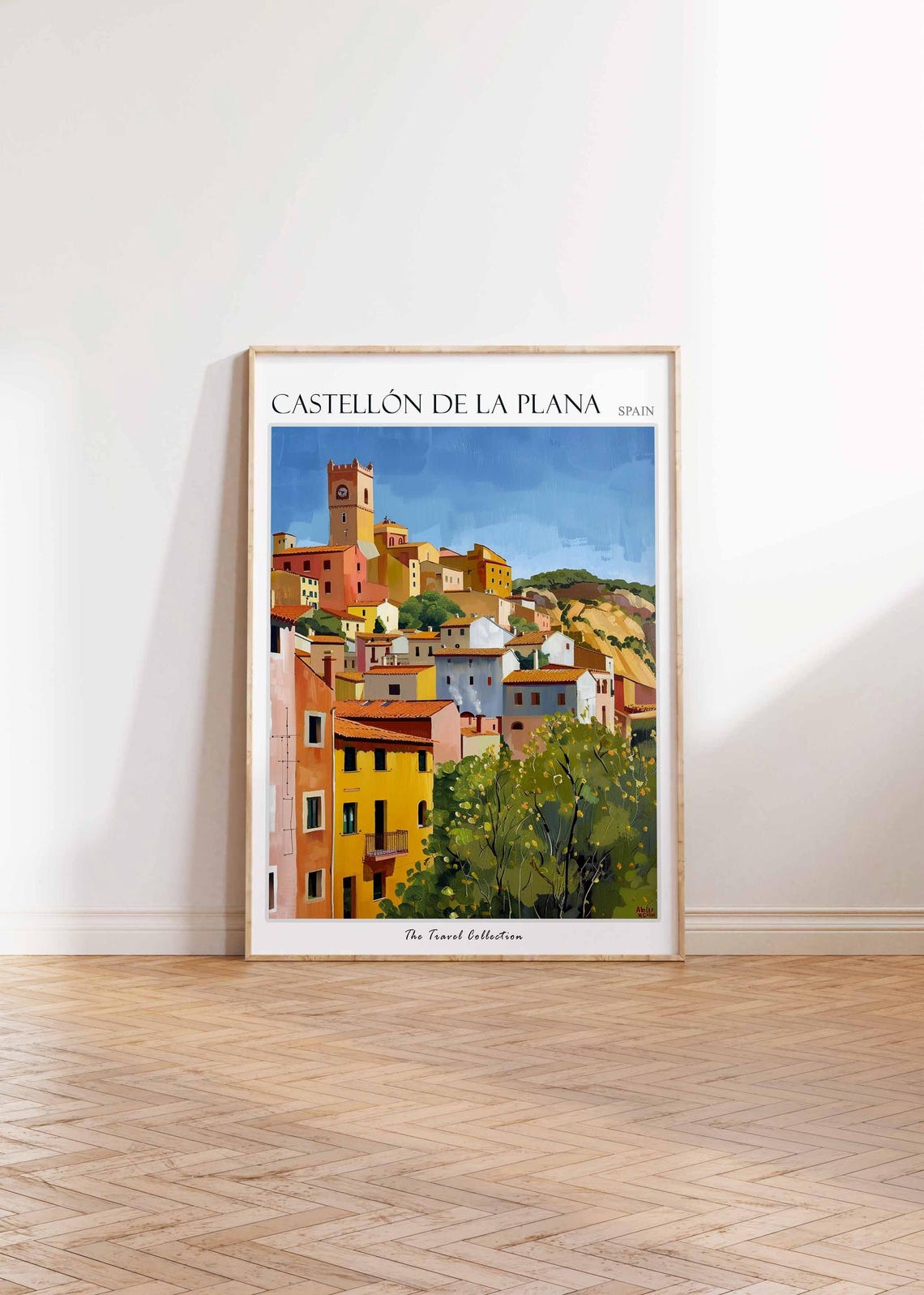 Castellón de la Plana Spain Hilltop Town Clock Tower Travel Poster - Image 2