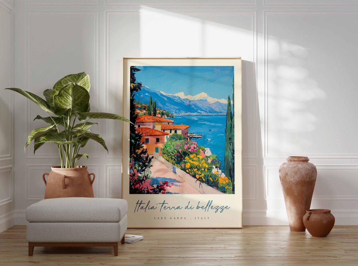 Lake Garda Poster Italian Travel Print Lake Garda Travel Art Lake Garda Wall Art Italy Art Italy Travel Decor Italian Travel Gift - Image 3