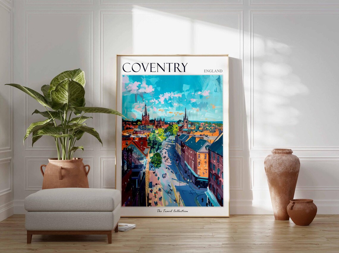 Coventry Poster England Travel Print British Decor United Kingdom Travel Poster City Print Coventry Gift Coventry Travel Poster - Image 2