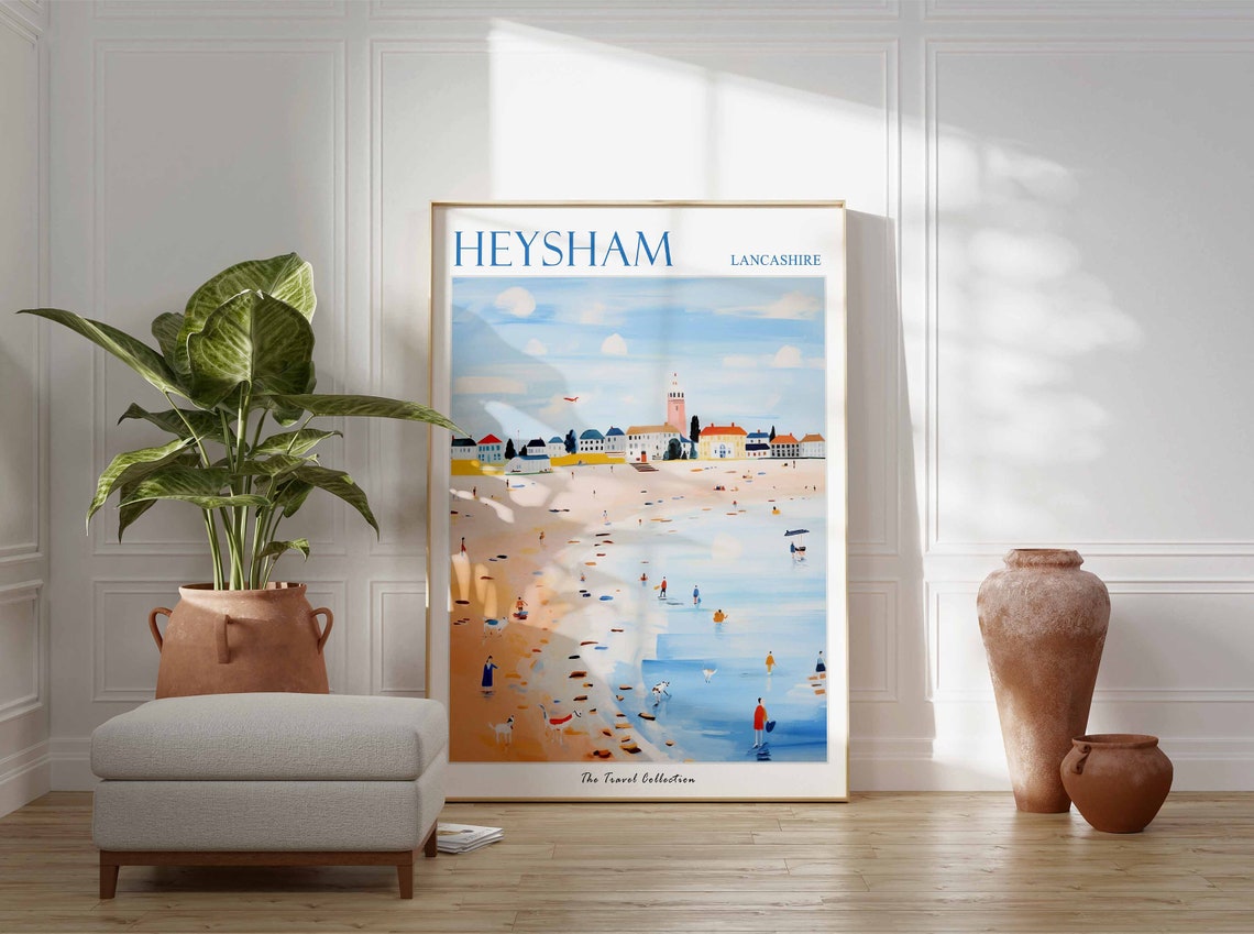 Heysham Lancashire Sandy Beach Dogs Tower Town Coast View Poster - Image 3