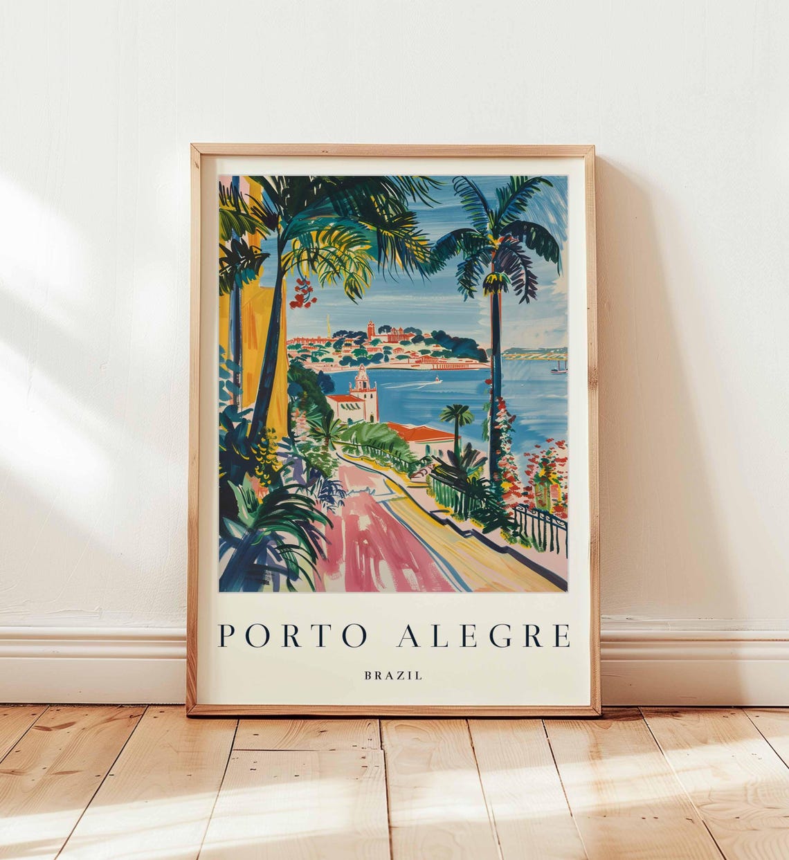 Porto Alegre Brazil Colorful Coast Palm Cityscape Travel Poster