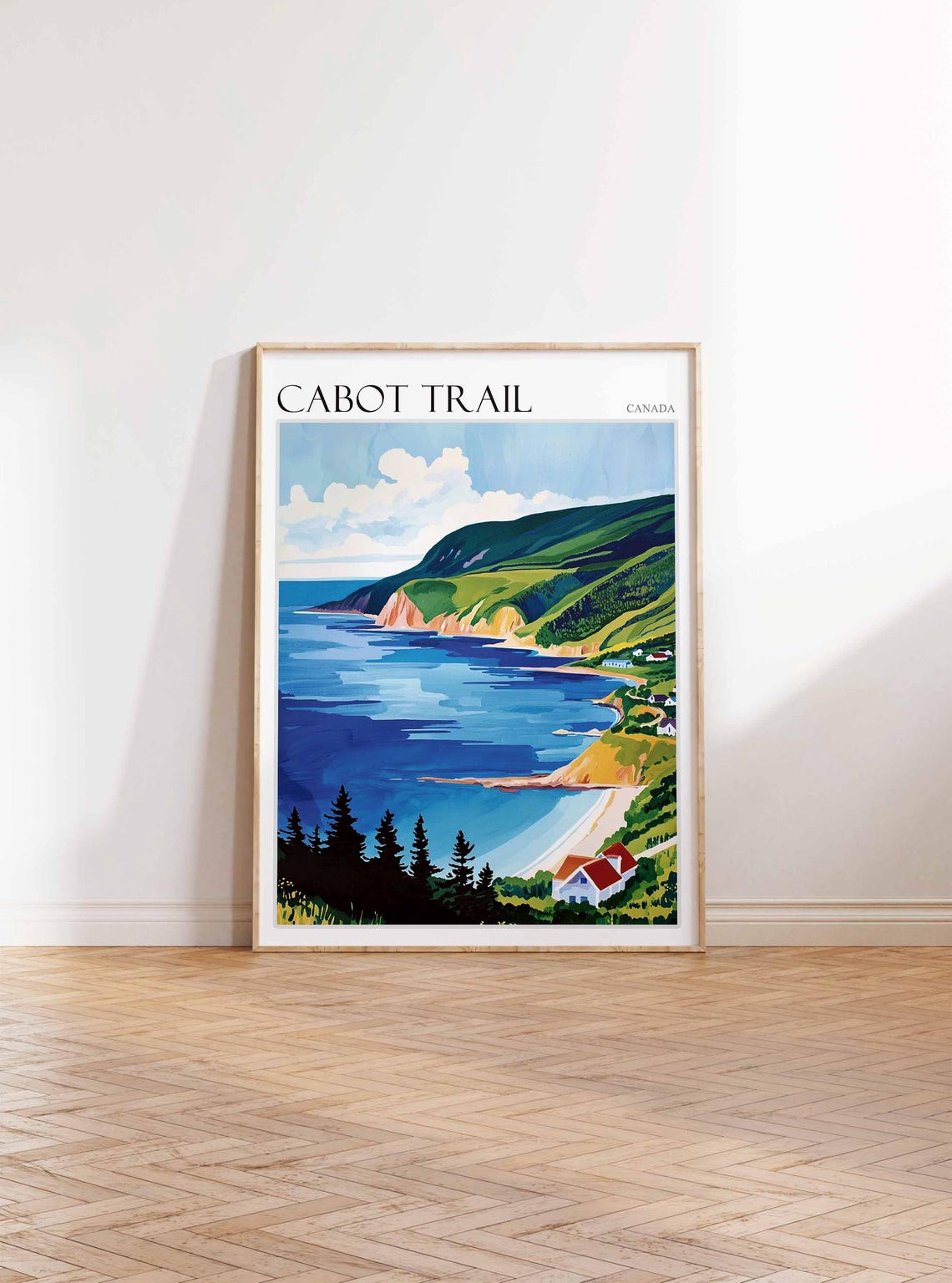 Cabot Trail Canada Coastal Bay Cliffs Cottages Vintage Poster - Image 3