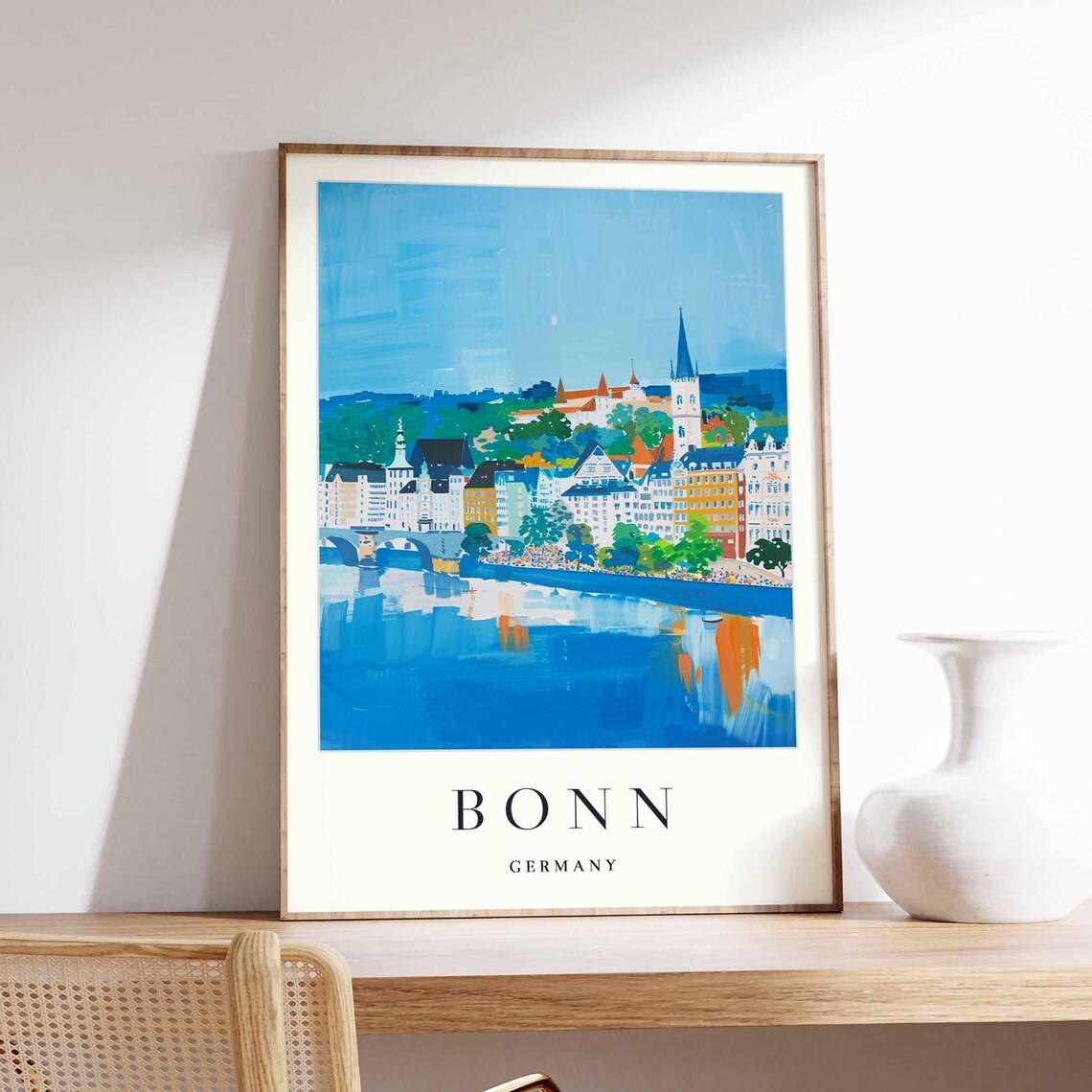 Bonn Germany Poster Rhine River Cityscape Art Print