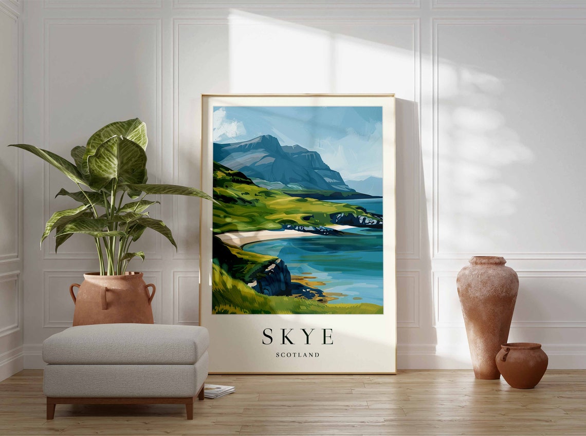 Skye Scotland Green Cliffs Hidden Cove Mountain Coast Poster - Image 2