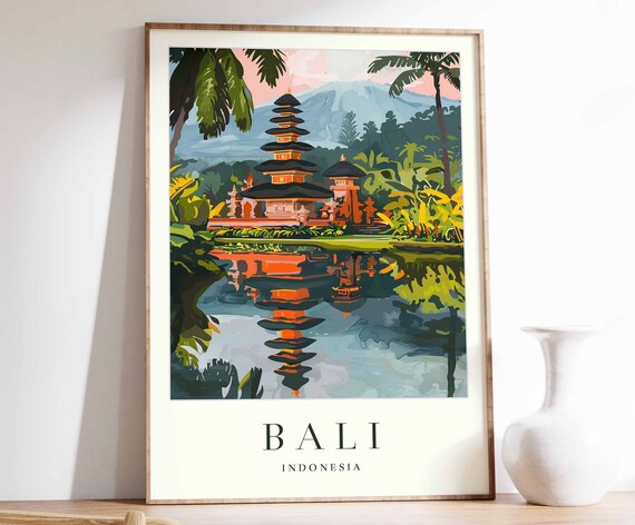Bali Poster Bali Travel Print Indonesia Wall Art Indonesian Travel Print Tropical Decor Botanical Print Bali Gift Bali Travel Poster