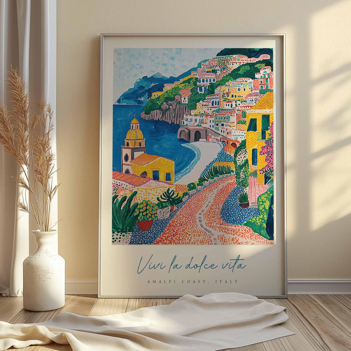 Vivi la Dolce Vita Amalfi Coast Pointillist Church Dome Poster - Image 2