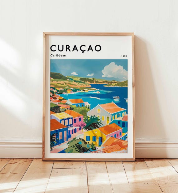 Curaao Travel Poster Willemstad Caribbean Island Art Print