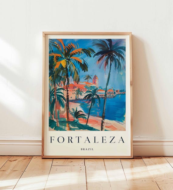 Fortaleza Brazil Travel Poster Beach City Coastal Art