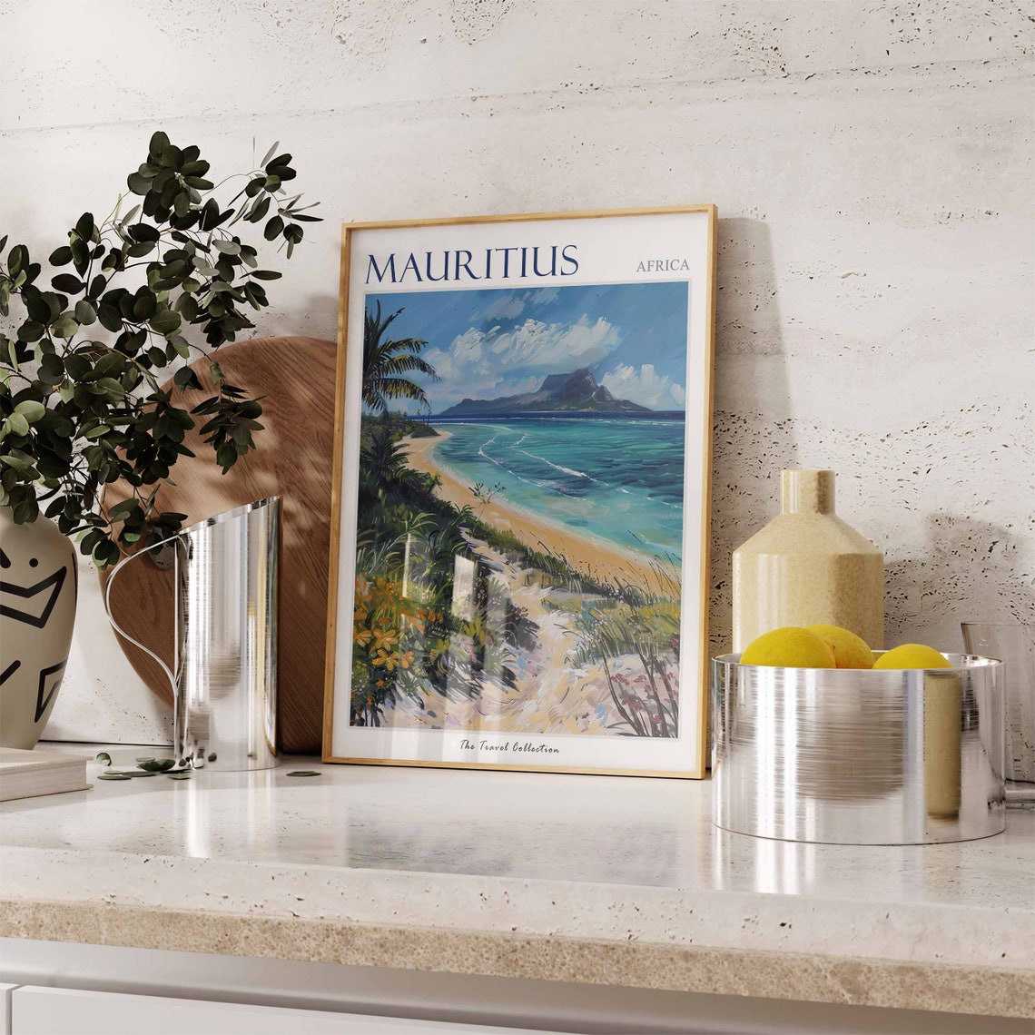 Mauritius Africa Sandy Beach Path Island Artwork Travel Poster - Image 3