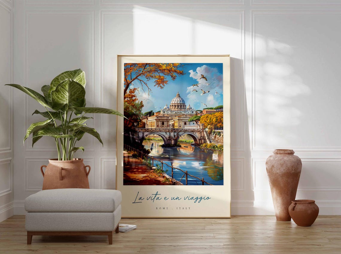 Rome Poster Italian Travel Print Rome Travel Art Rome Wall Art Italy Art Italy Travel Decor Italian Travel Gift - Image 3