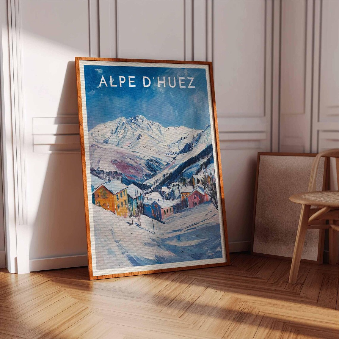 Skiing Travel Poster Alpe Dhuez Ski Print France Travel Print Skiing Art Skiing Print Winter Sport Art Ski Gift - Image 2
