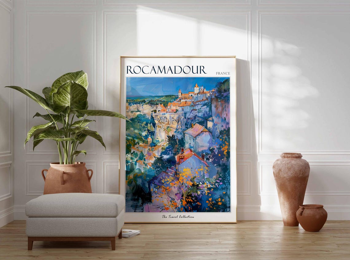 Rocamadour Poster France Travel Print French Decor Europe Travel Poster European Wall Art Rocamadour Gift Rocamadour Travel Poster - Image 3
