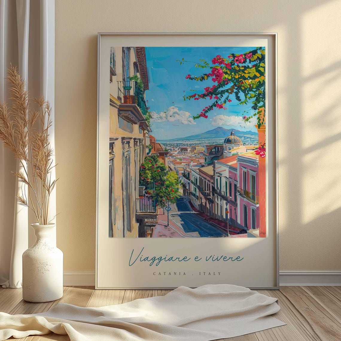 Catania Italy Viaggiare e Vivere Volcano View Flower Street Poster - Image 2
