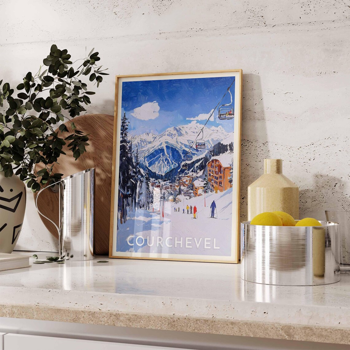 Skiing Travel Poster Courchevel Ski Print France Travel Print Skiing Art Skiing Print Winter Sport Art Ski Gift - Image 2