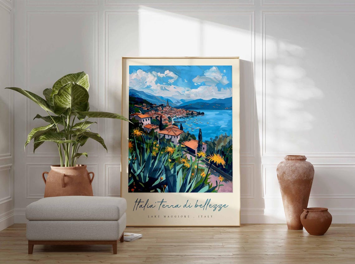 Lake Maggiore Poster Italian Travel Print Lake Maggiore Travel Art Lake Maggiore Wall Art Italy Art Italy Travel Decor Travel Gift - Image 3