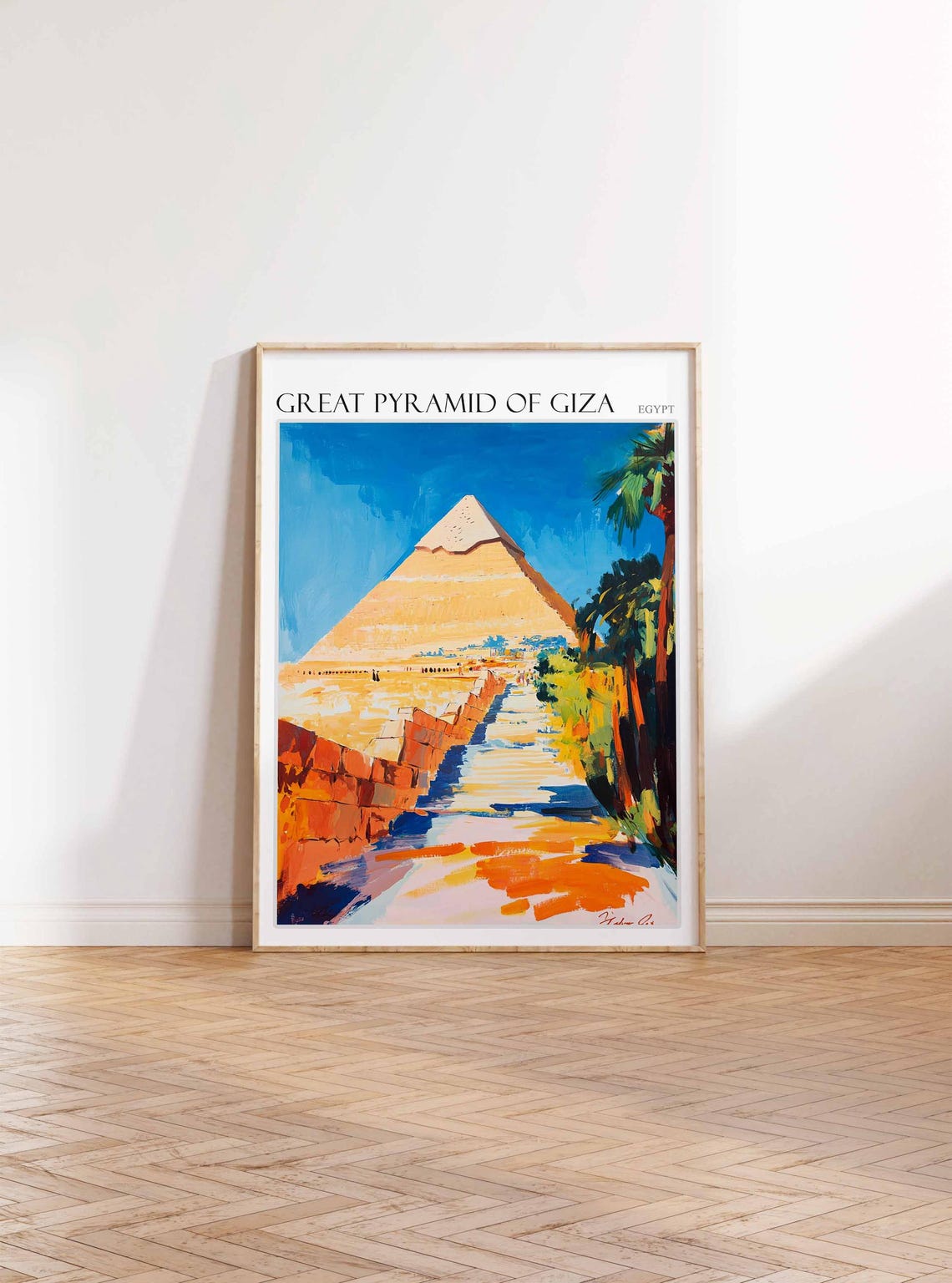 Great Pyramid Of Giza Colorful Oasis Path Egypt Travel Poster - Image 3