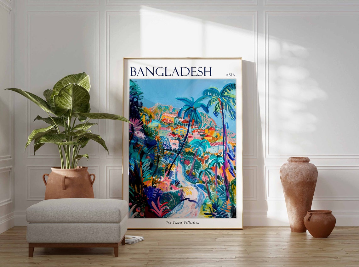 Bangladesh Poster Bangladesh Travel Print Islamic Travel Poster Islamic Decor Middle Eastern Art Travel Gift Floral Print - Image 2