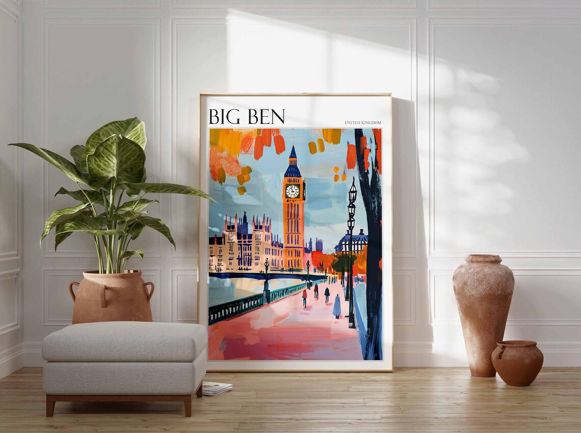 Big Ben Poster England Travel Print British Decor United Kingdom Travel Poster City Print Big Ben Gift Big Ben Travel Poster - Image 2