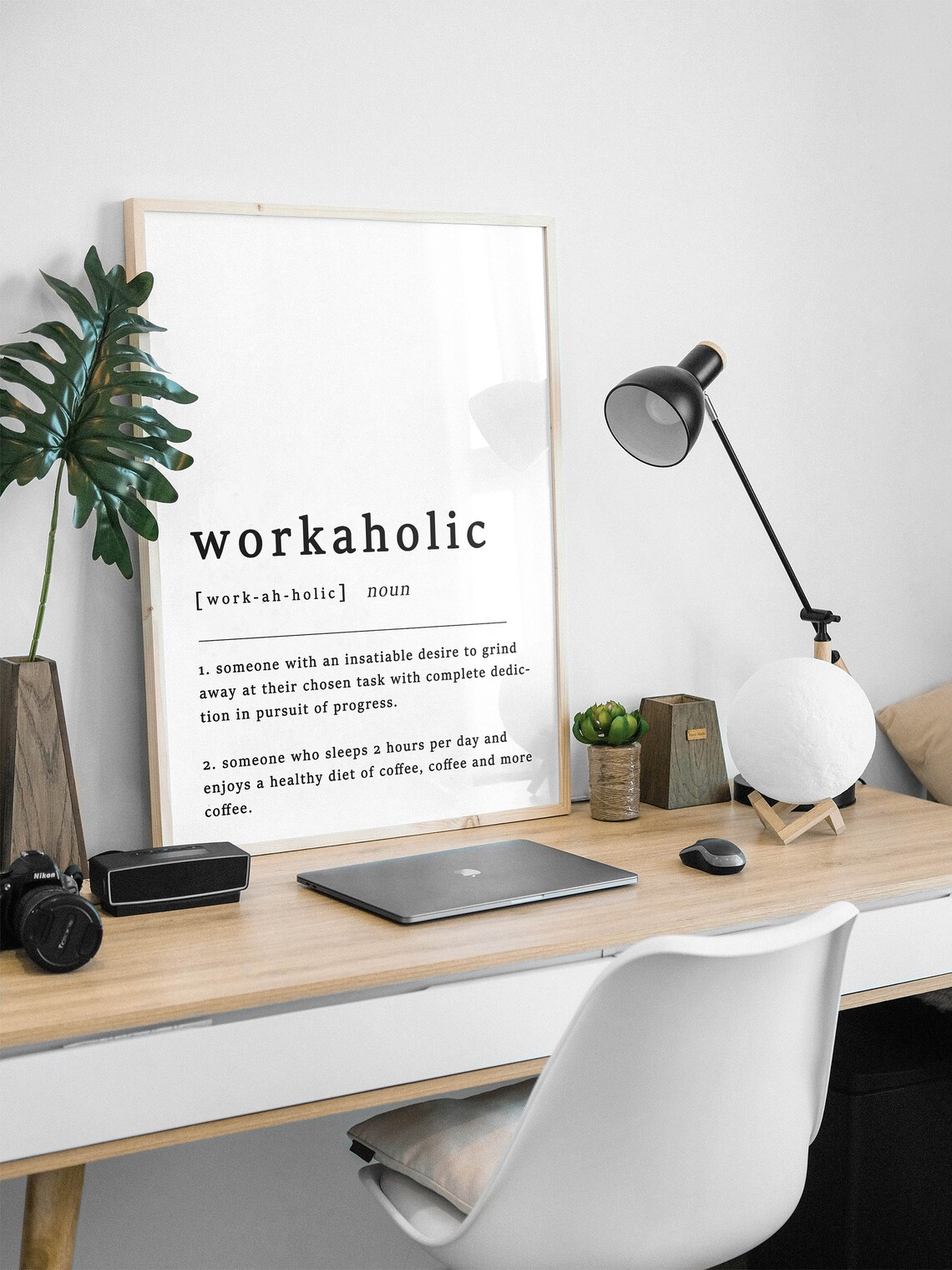 Workaholic Definition Dictionary Style Typography Travel Collection Poster - Image 3