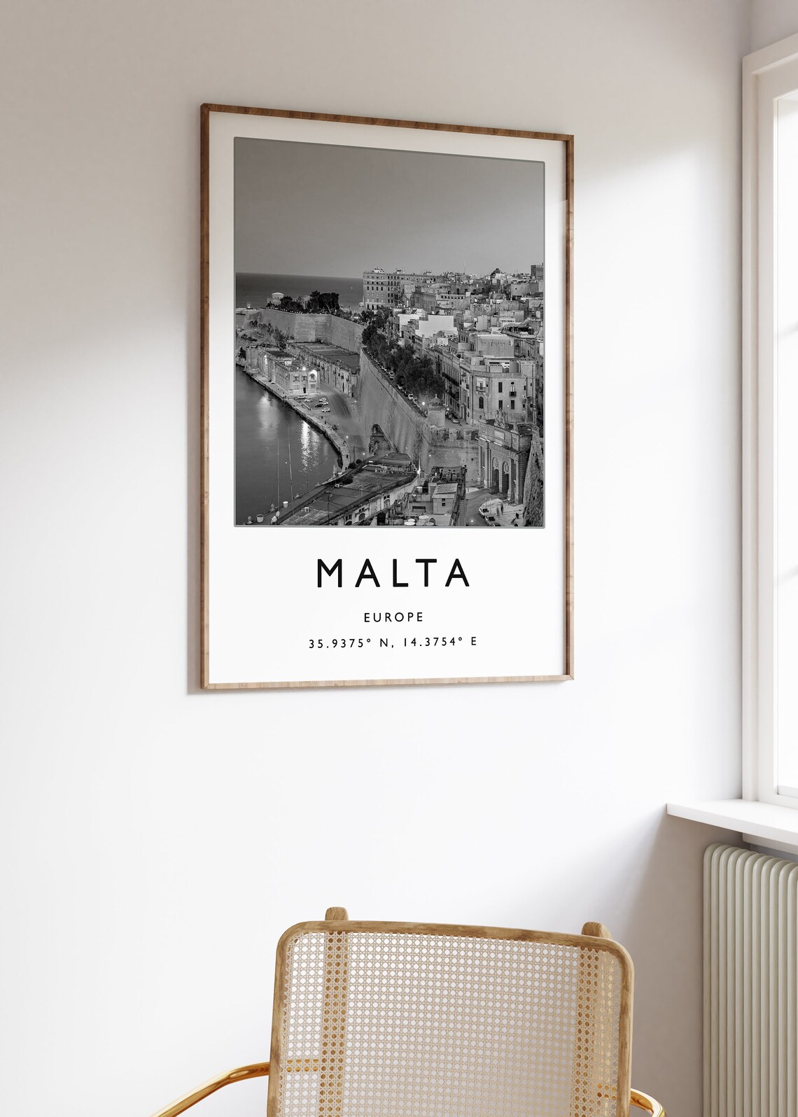 Malta Travel Poster, Minimalist Black and White Print - Image 3