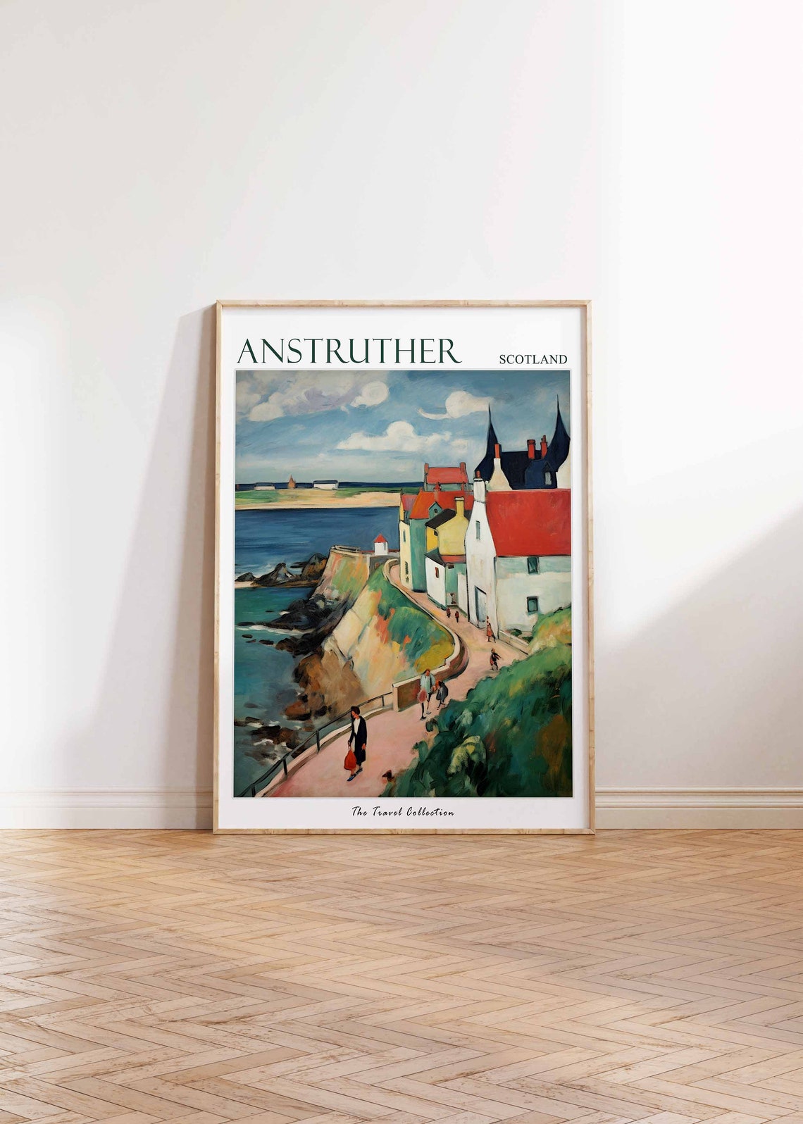 Anstruther Scotland Cliffside Coastal Painting Travel Poster - Image 3