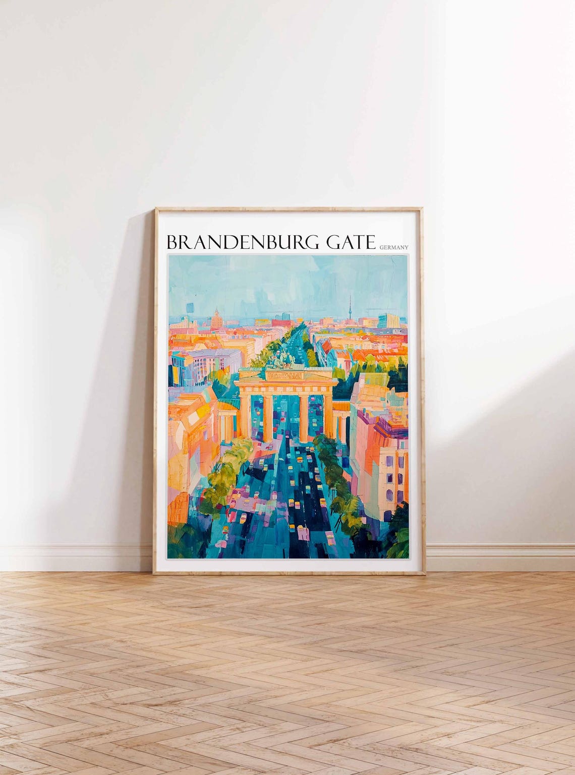 Brandenburg Gate Traffic Boulevard Aerial Vibrant Cityscape Poster - Image 3