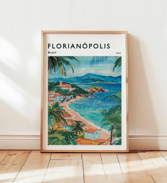 Florianopolis Brazil Travel Poster Island Beach Art